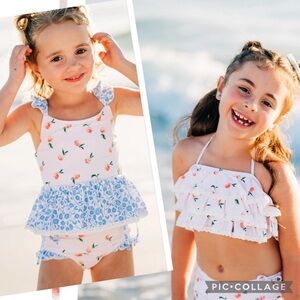 💗Sz 8 SweetHoney 3 piece Maddi Tankini Peaches swimsuit & Ruffle Frilly top!